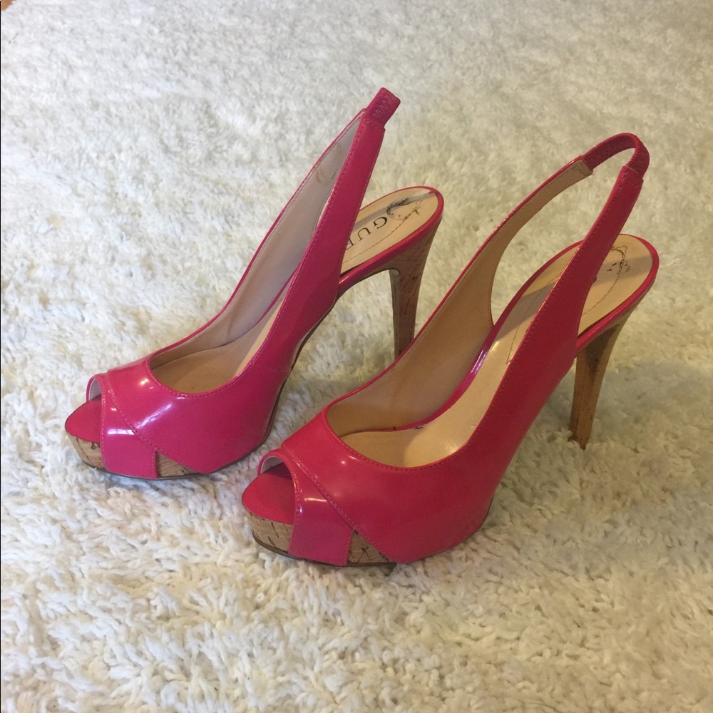 Guess Size 6 Patent Leather Pink Platform Heels
